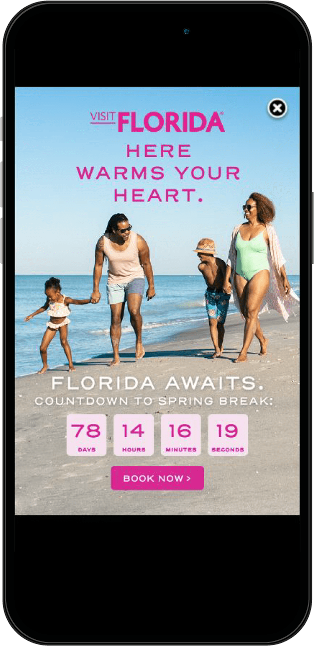 Phone with Visit Florida advertisement
