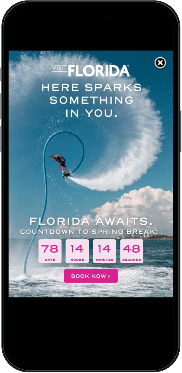 Phone with Visit Florida advertisement