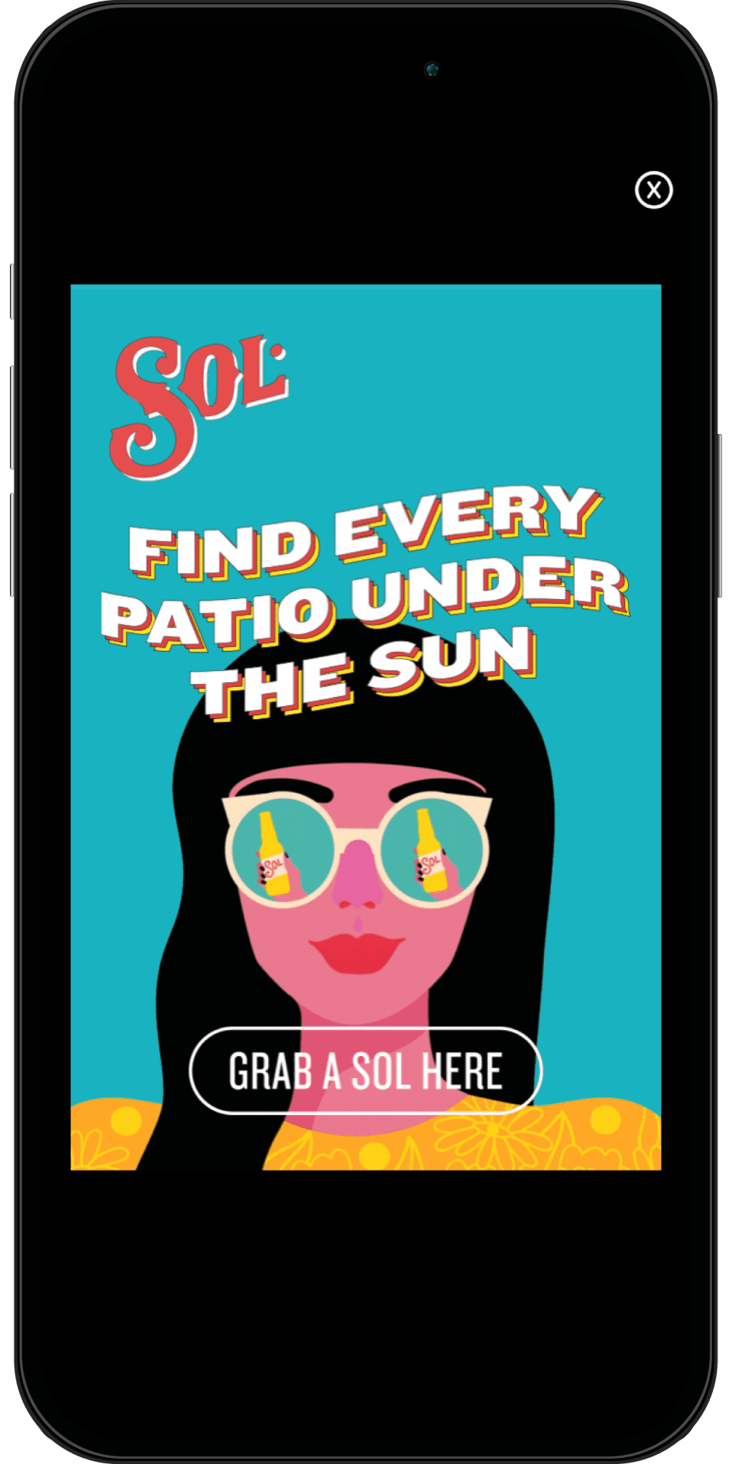 Phone showing SOL advertisement